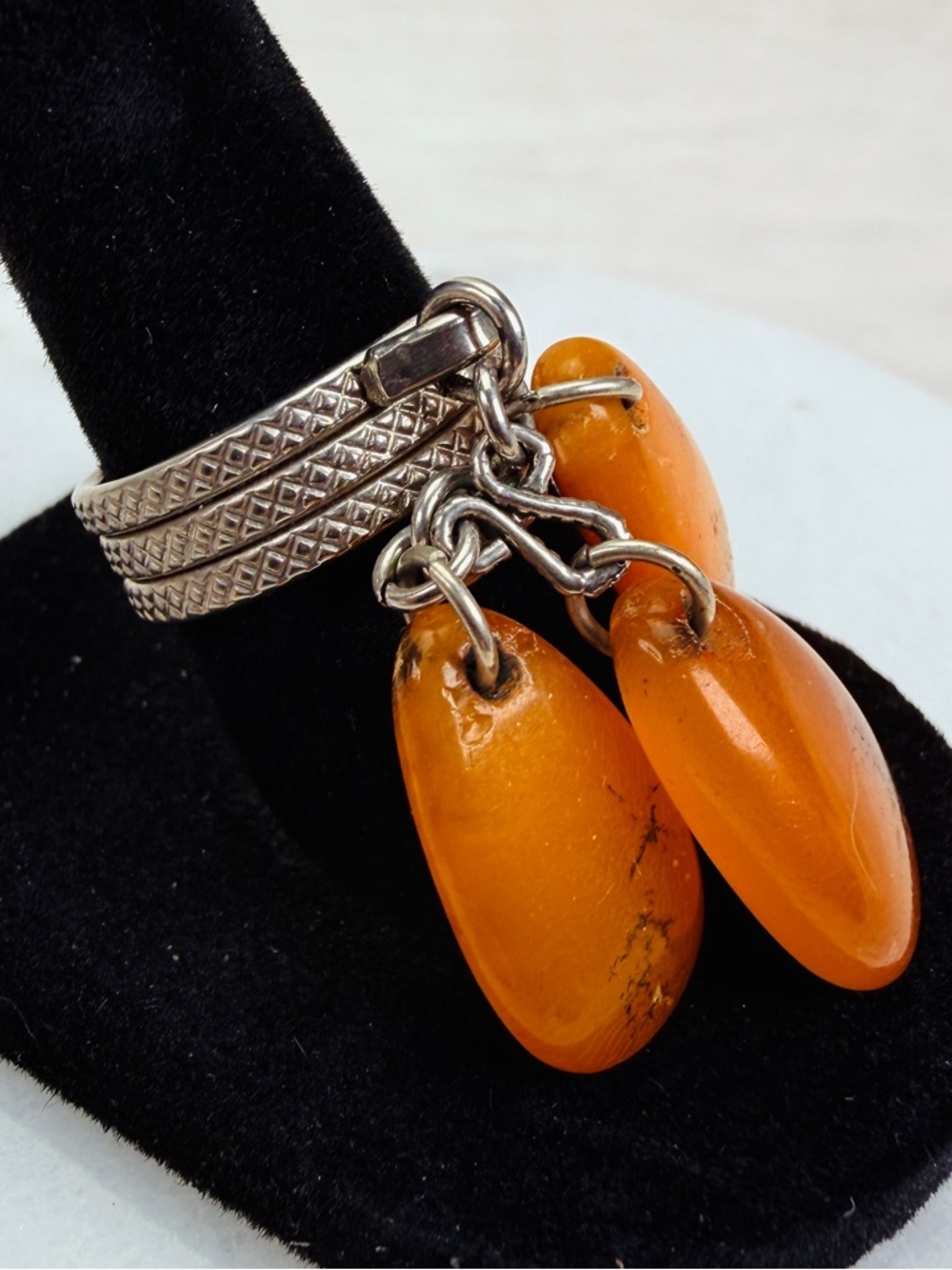 Bohemian chic Silvertone charm ring size 6 1/4